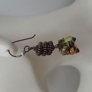 Fairy core green lands acorn‎ drop peridot crystal earrings E740